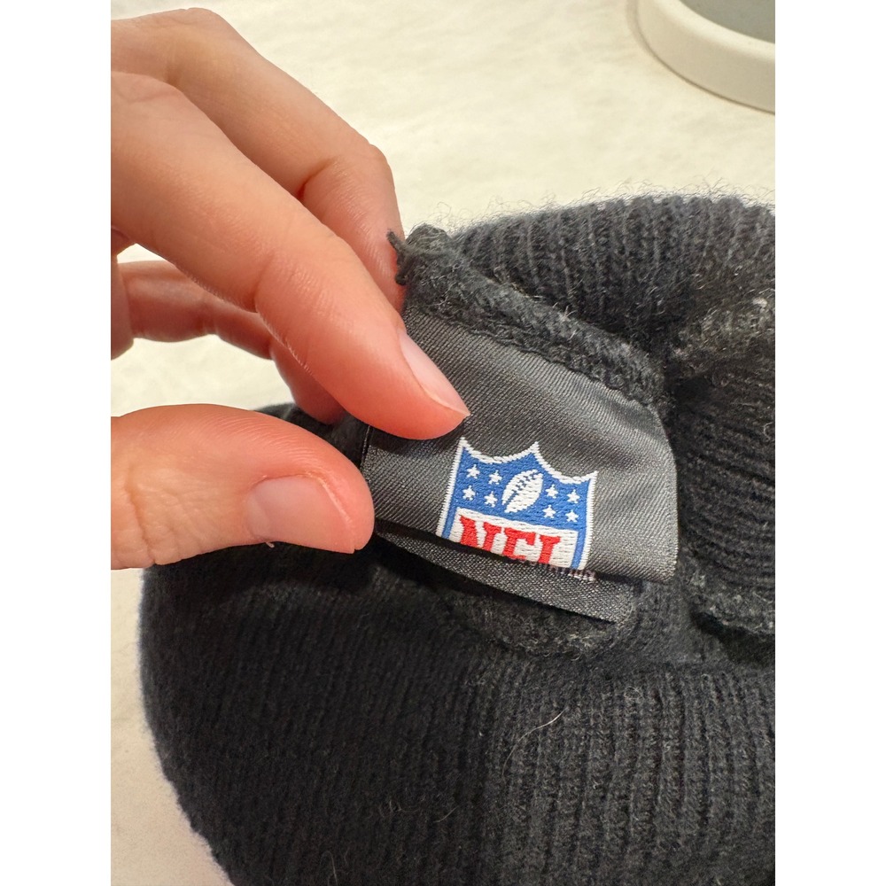 NFL Wool Cashmere Blend Ribbed Beanie Hat Charcoal Grey Black Cuffed One Size - Picture 7 of 9